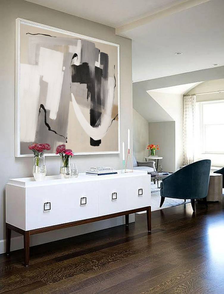 Gray White Modern You Abstract Canvas Wall Art 8W4V7 wall art